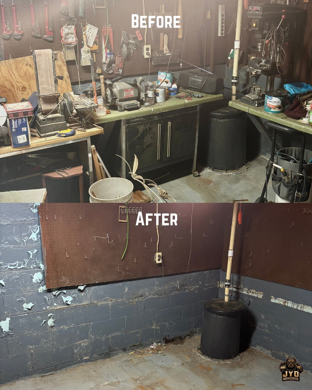 Garage transformation before and after