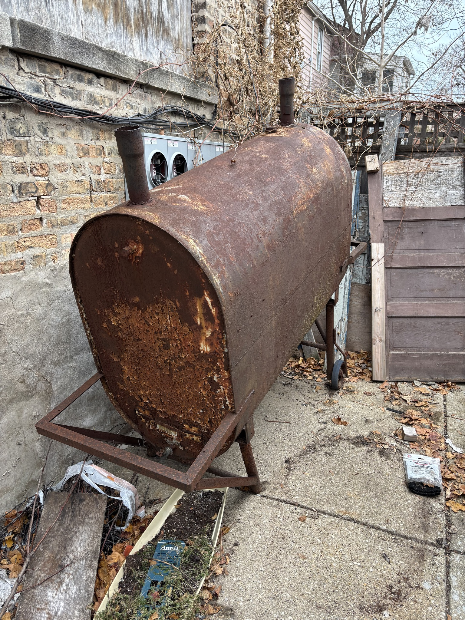 Rusted tank picked up from yard